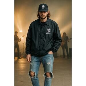 VTG Kid Rock Tour Jacket L 1999 Blk Top Dog Records Snap Front Nylon Streetwear